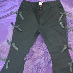 DOLLSKILL SUGAR THRILLZ 1X BLACK POLISHED MARKS FLARED PANTS